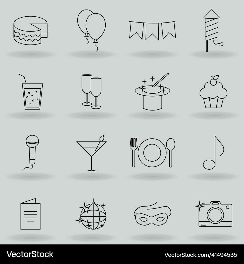 Simple set of party related line icons contains Simple set of party related line icons contains vector image