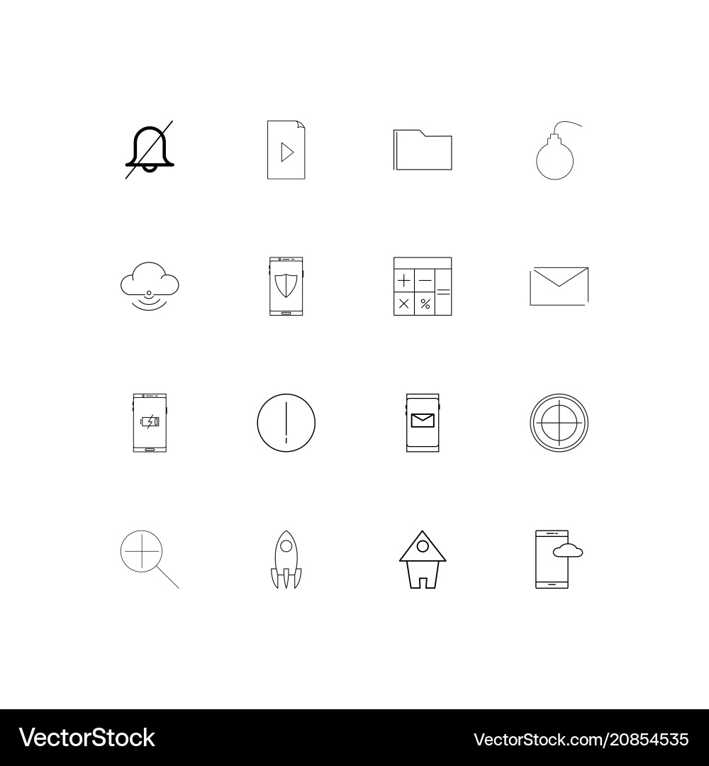 Web linear thin icons set outlined simple vector image