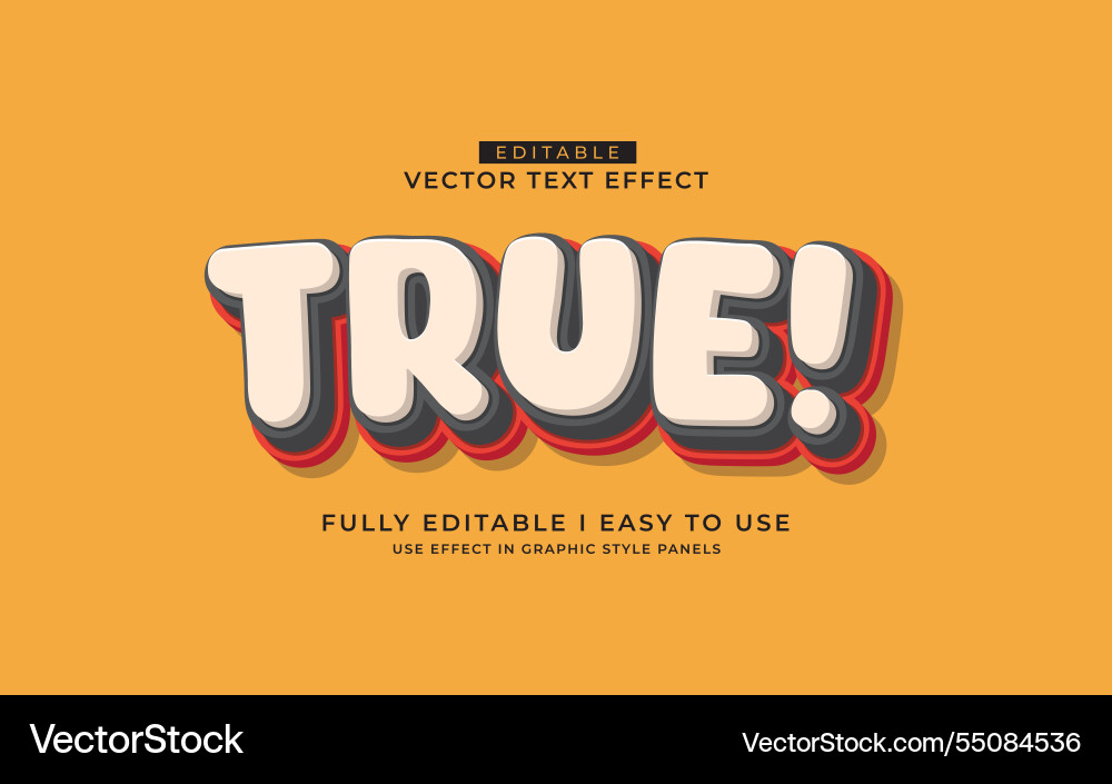 3d editable text effect typography style template Vector Image