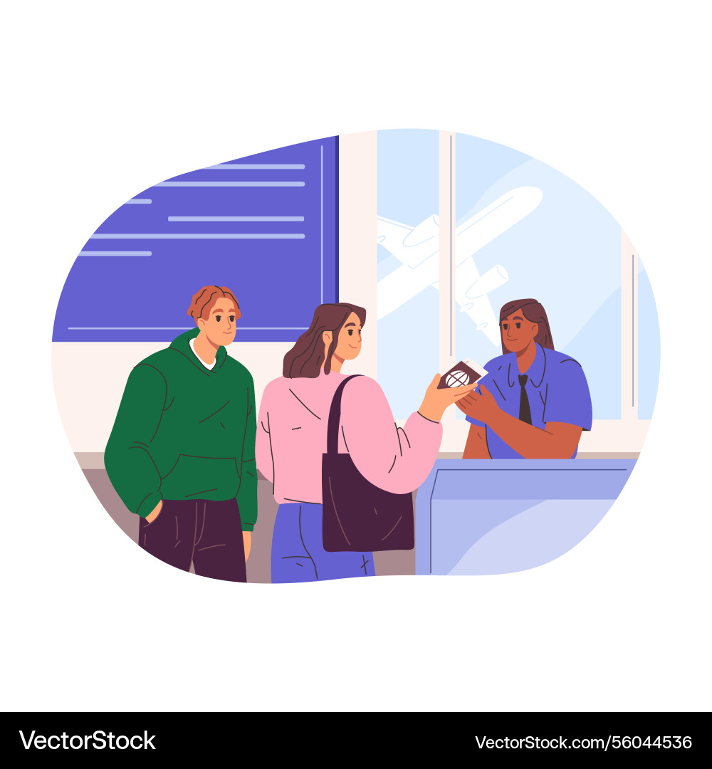 Airport passport control queue at document check Airport passport control queue at document check vector image