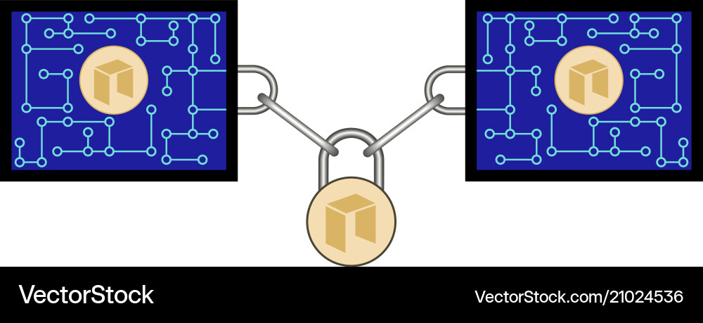 Block chain technology of neo with secure lock Vector Image