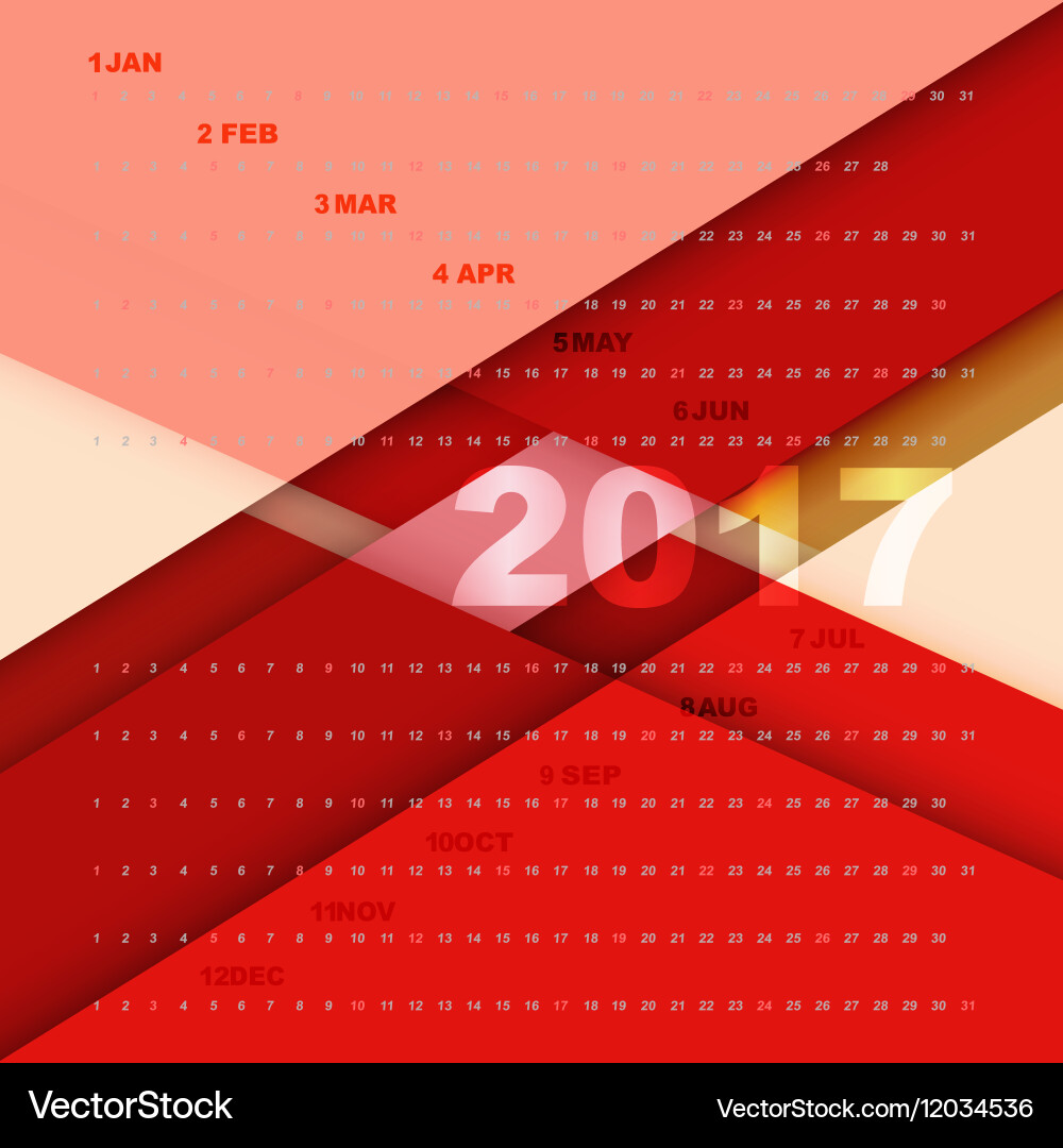 Design material background with 2017 calendar vector image