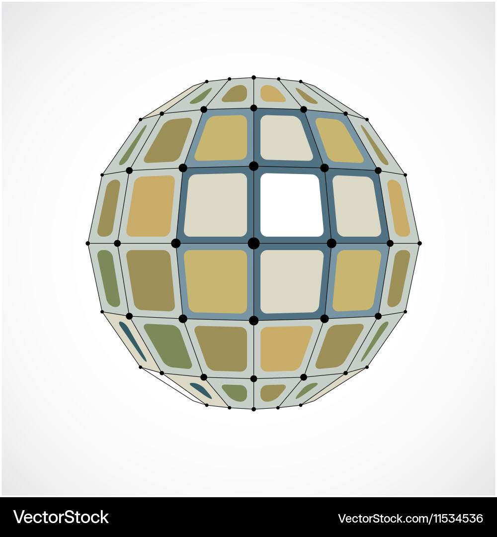 Dimensional wireframe low poly object spherical Vector Image