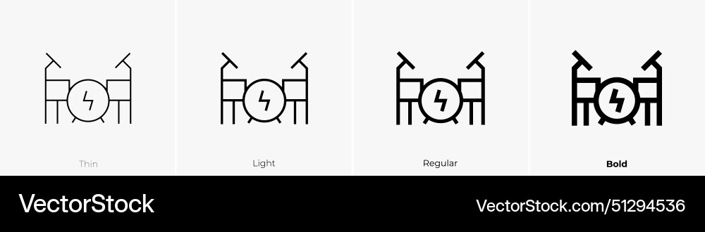 Drum kit icon thin light regular and bold style Vector Image
