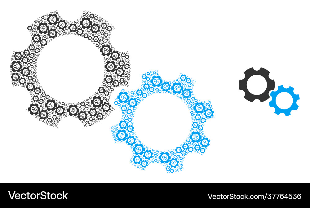 Gears recursion icon collage Gears recursion icon collage Vector Image