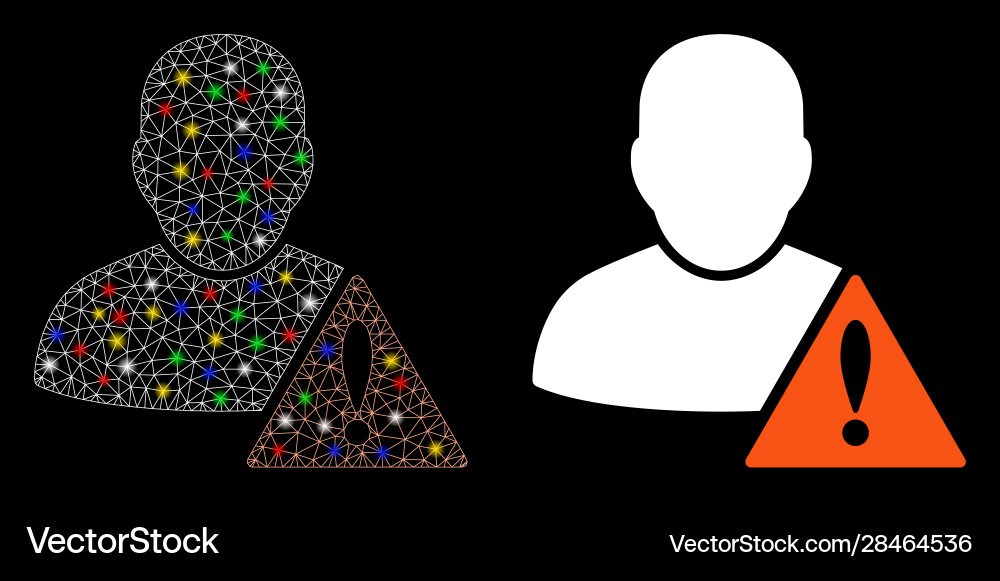 Glowing mesh wire frame user problem icon vector image