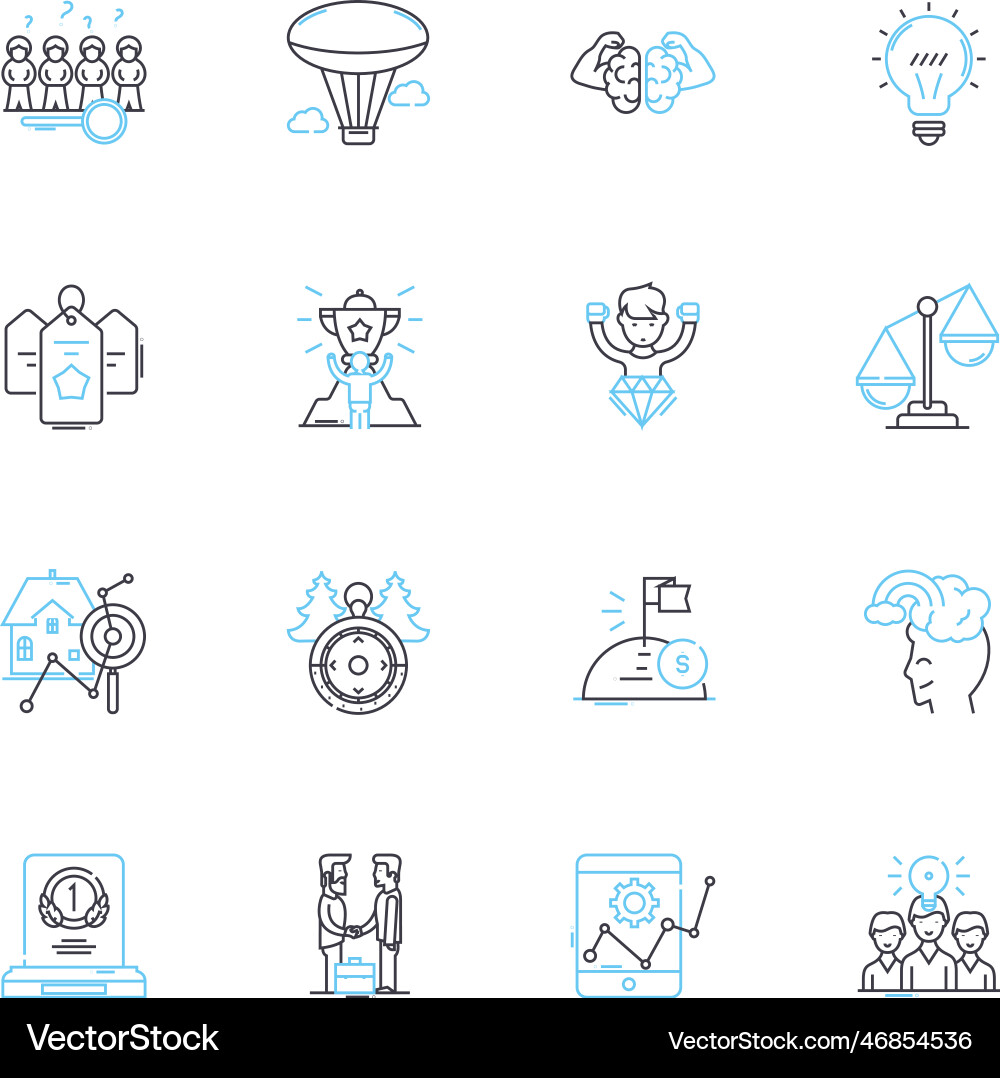 Goal setting linear icons set aspiration Goal setting linear icons set aspiration Vector Image