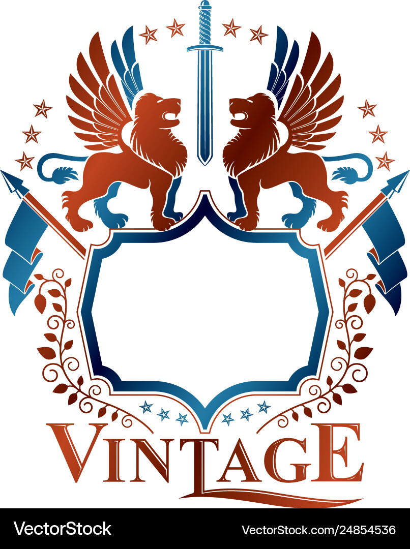 Graphic emblem composed with brave lion king Graphic emblem composed with brave lion king vector image