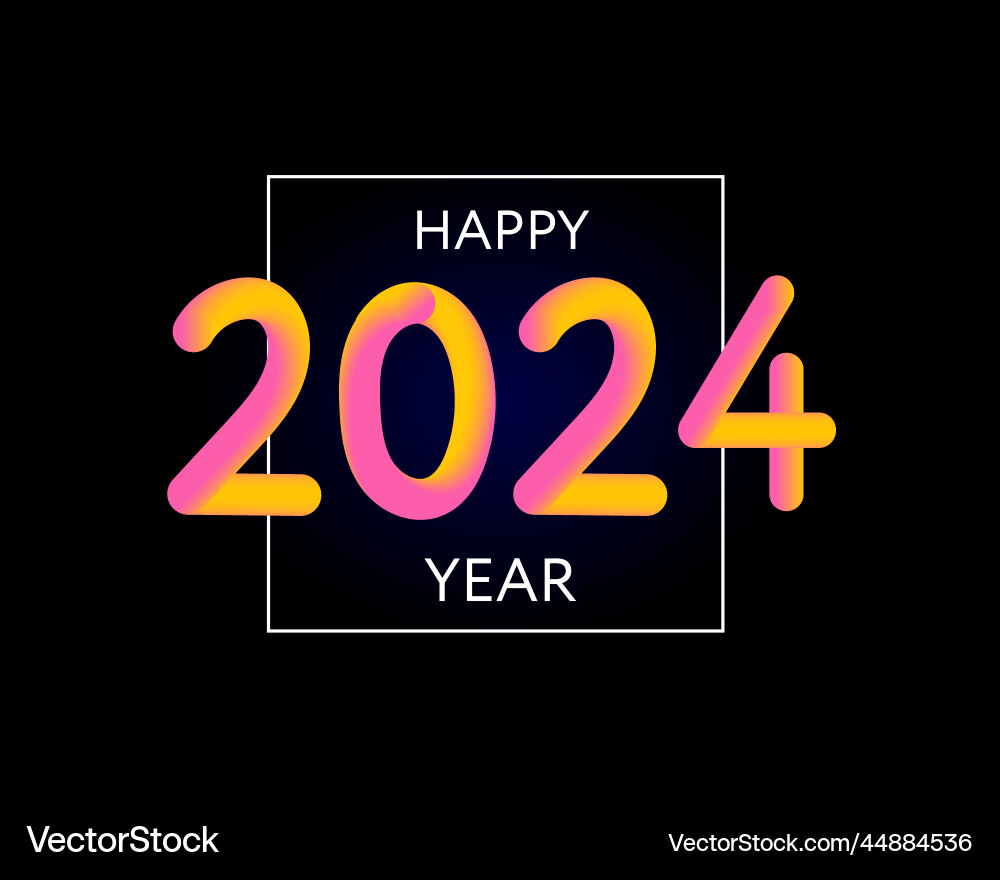 Happy new year 2024 future metaverse neon text vector image