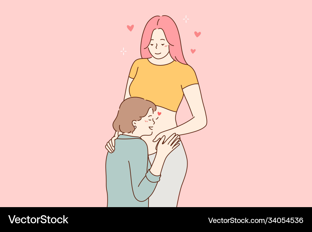 Liebe Paar Schwangerschaft lgbtq Konzept Liebe Paar Schwangerschaft lgbtq Konzept vektorbild