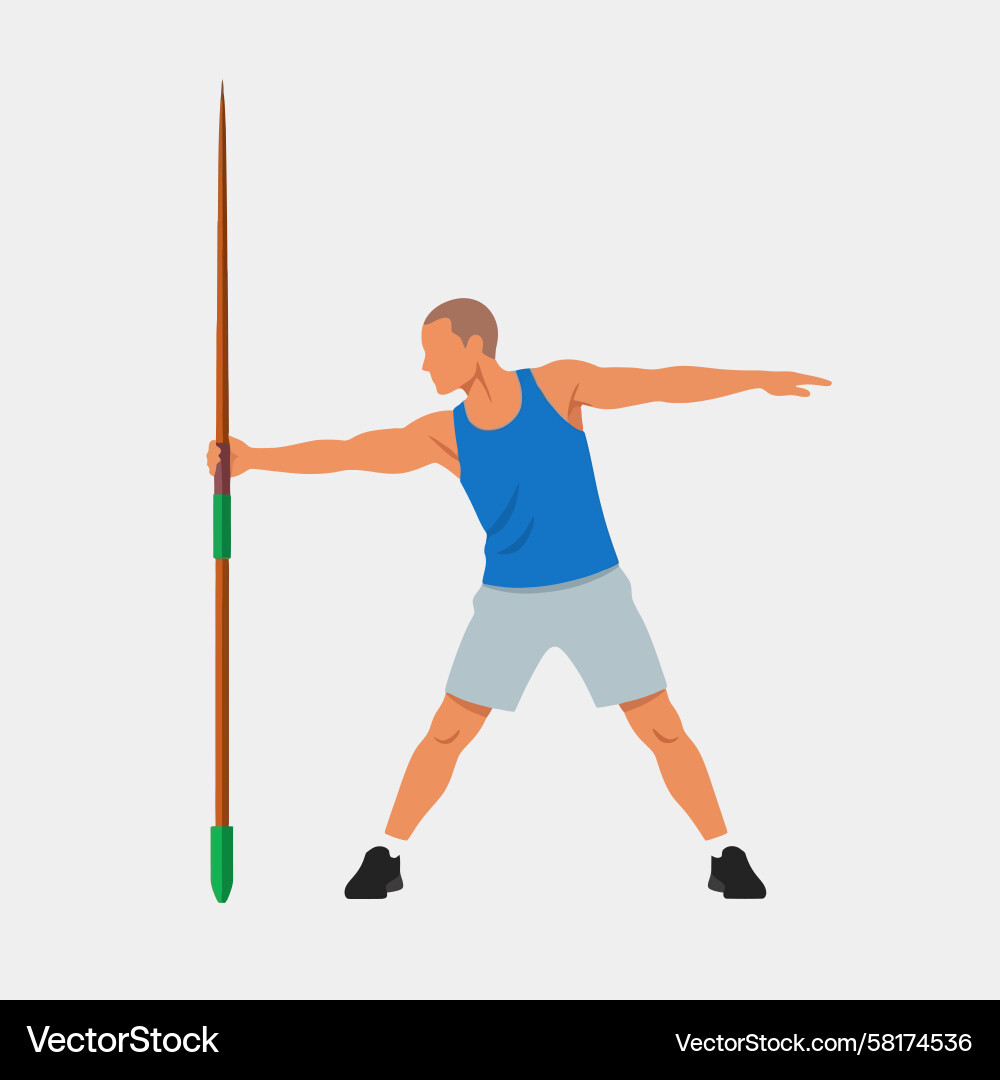 Man Preparing to Throw Javelin Vector Image