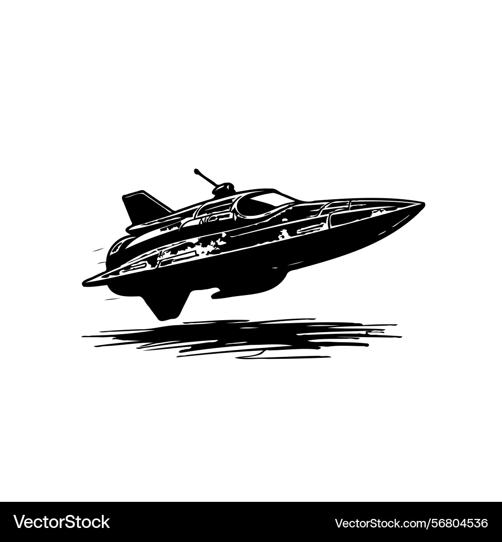 Monochromatic rendering of a futuristic flying Vector Image