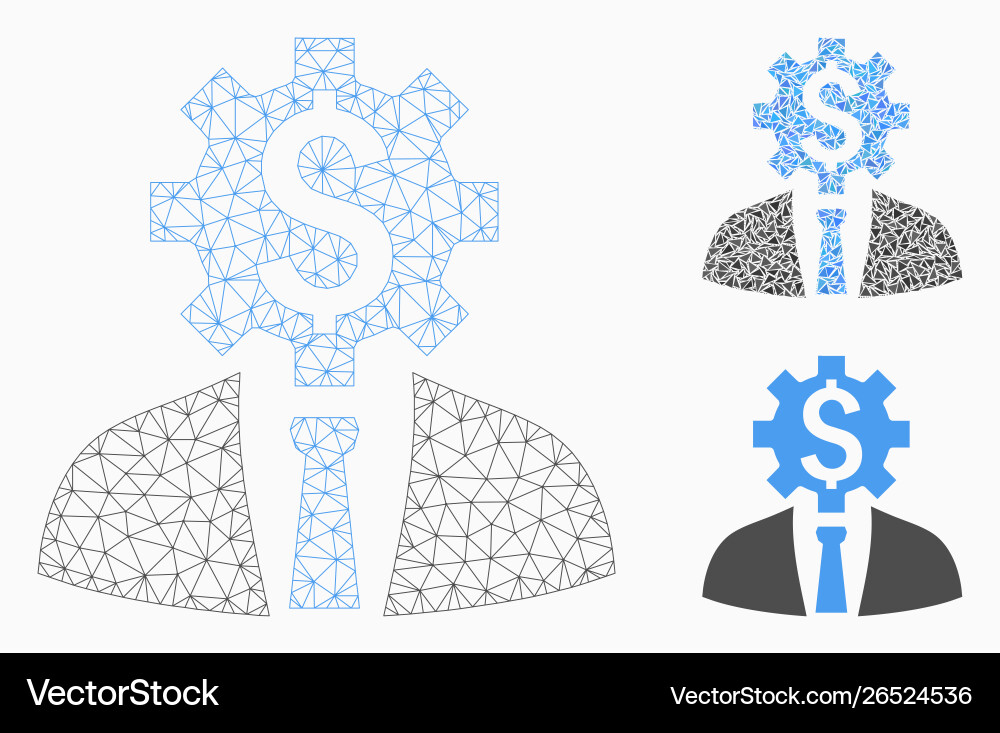 Office worker mesh 2d model and triangle vector image