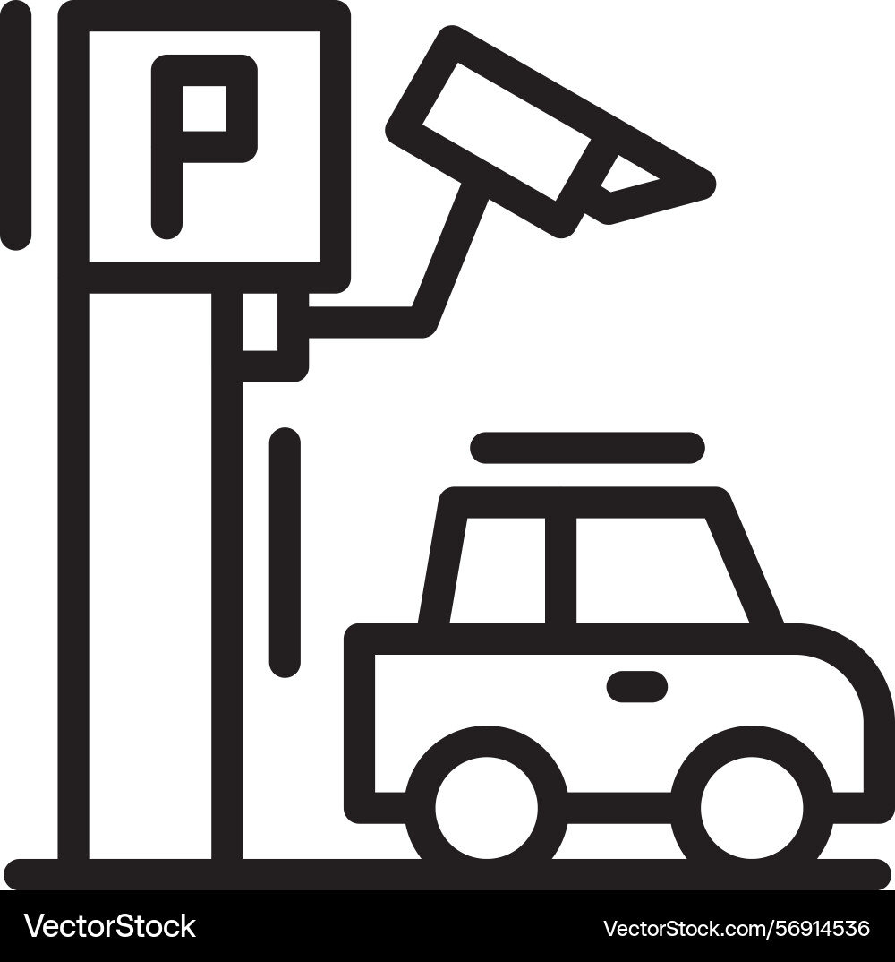 Parking security camera linear style icon design Vector Image
