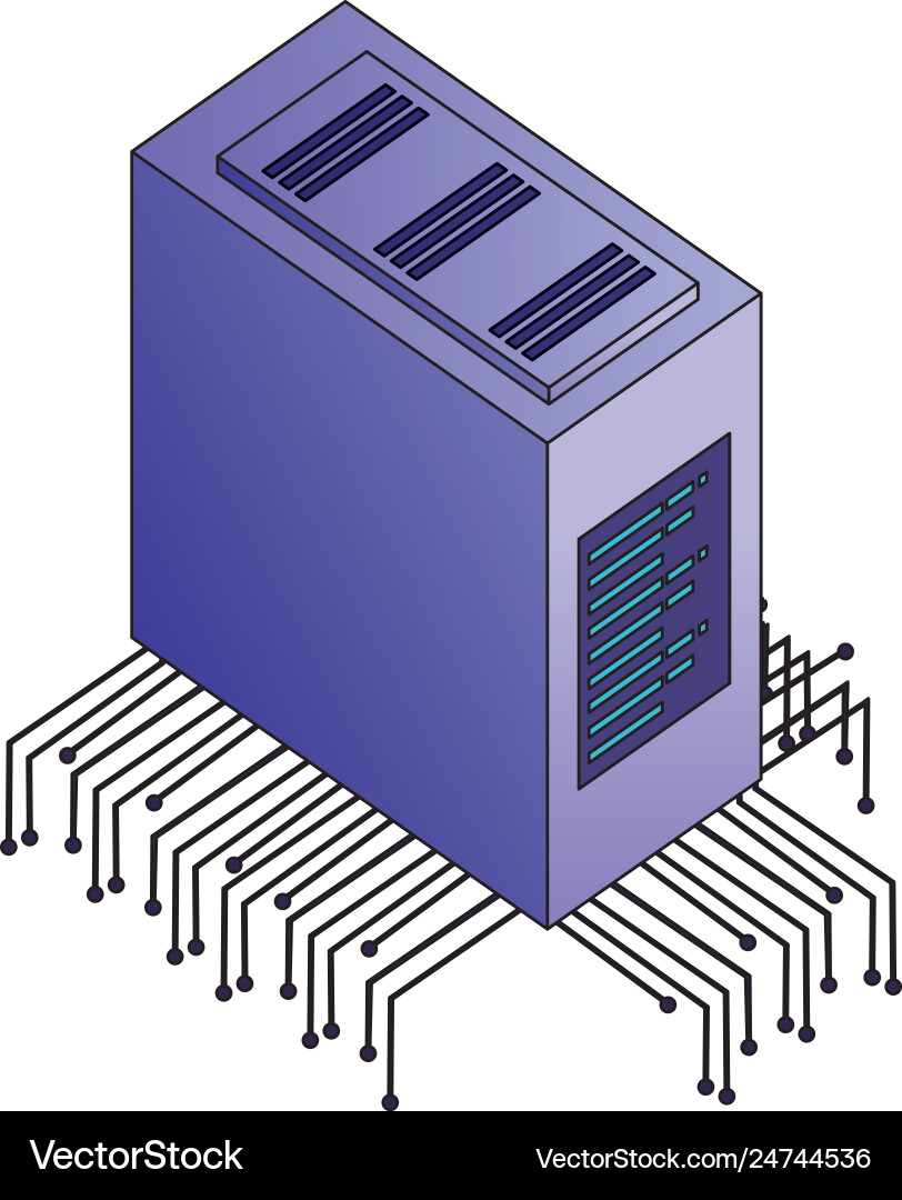 Server data center with electronic circuit Vector Image