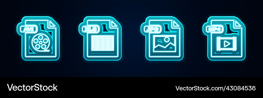 Set line avi file document xls jpg and mp4 Set line avi file document xls jpg and mp4 vector image