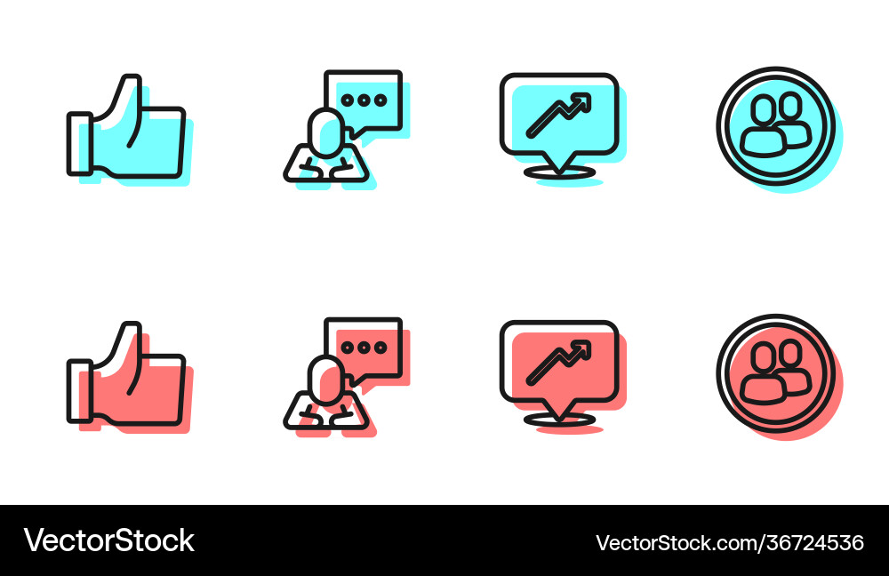 Set line graph schedule chart hand like speech Set line graph schedule chart hand like speech vector image