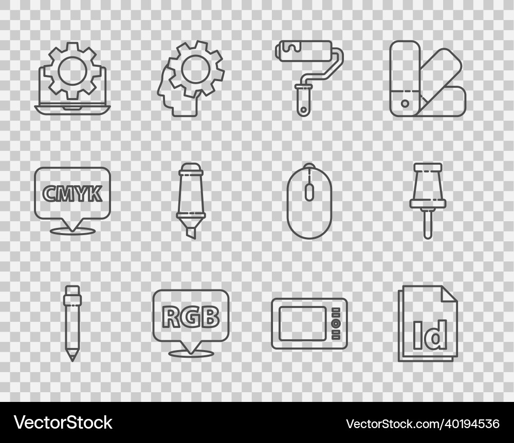 Set line pencil with eraser id file document Vector Image