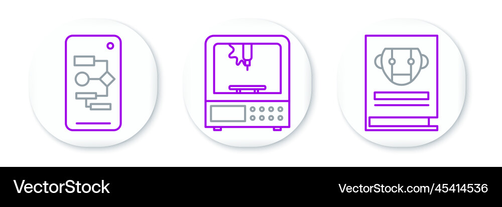 Set line user manual algorithm and 3d printer Set line user manual algorithm and 3d printer Vector Image