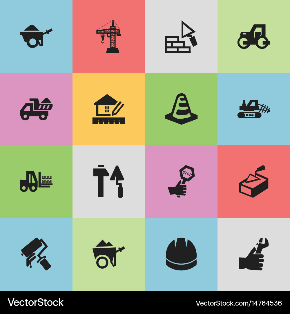 Set of 16 editable structure icons includes vector image