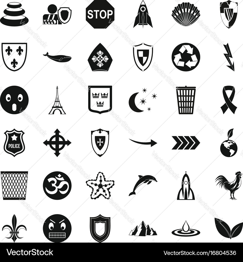 Shield emblem icons set simple style vector image