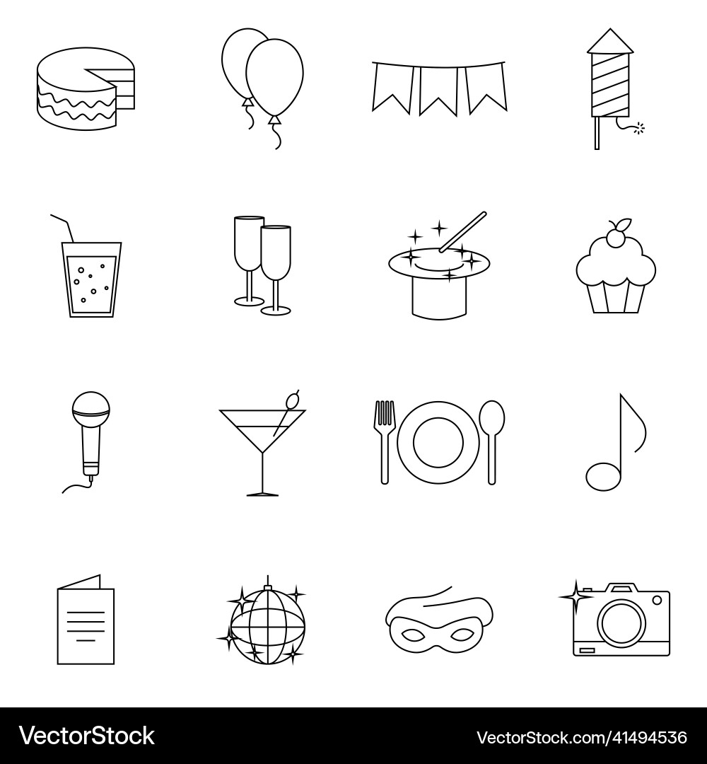 Simple set of party related line icons contains Simple set of party related line icons contains vector image