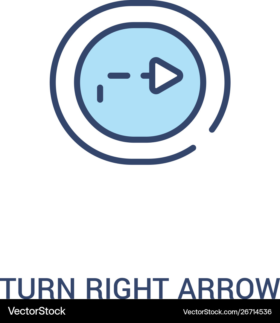 Turn right arrow with broken line concept 2 Turn right arrow with broken line concept 2 vector image