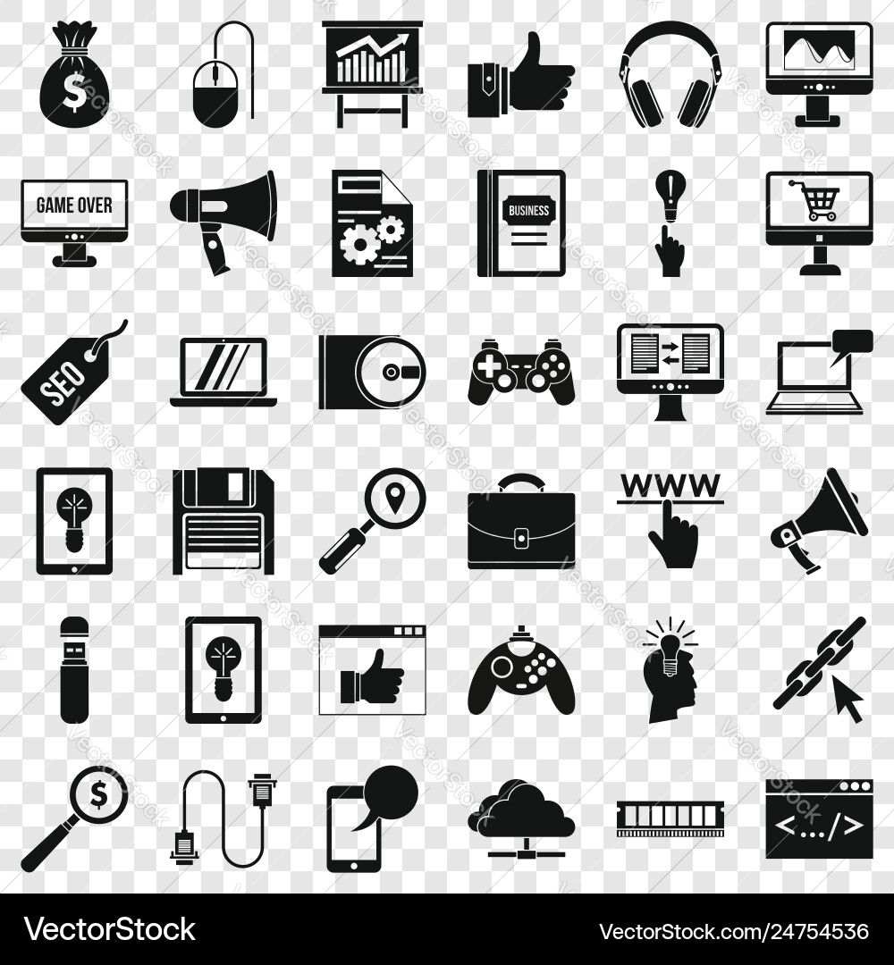 Web game icons set simple style Web game icons set simple style vector image