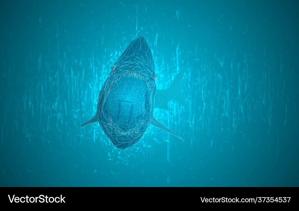 3d shark from a triangular grid Vector Image
