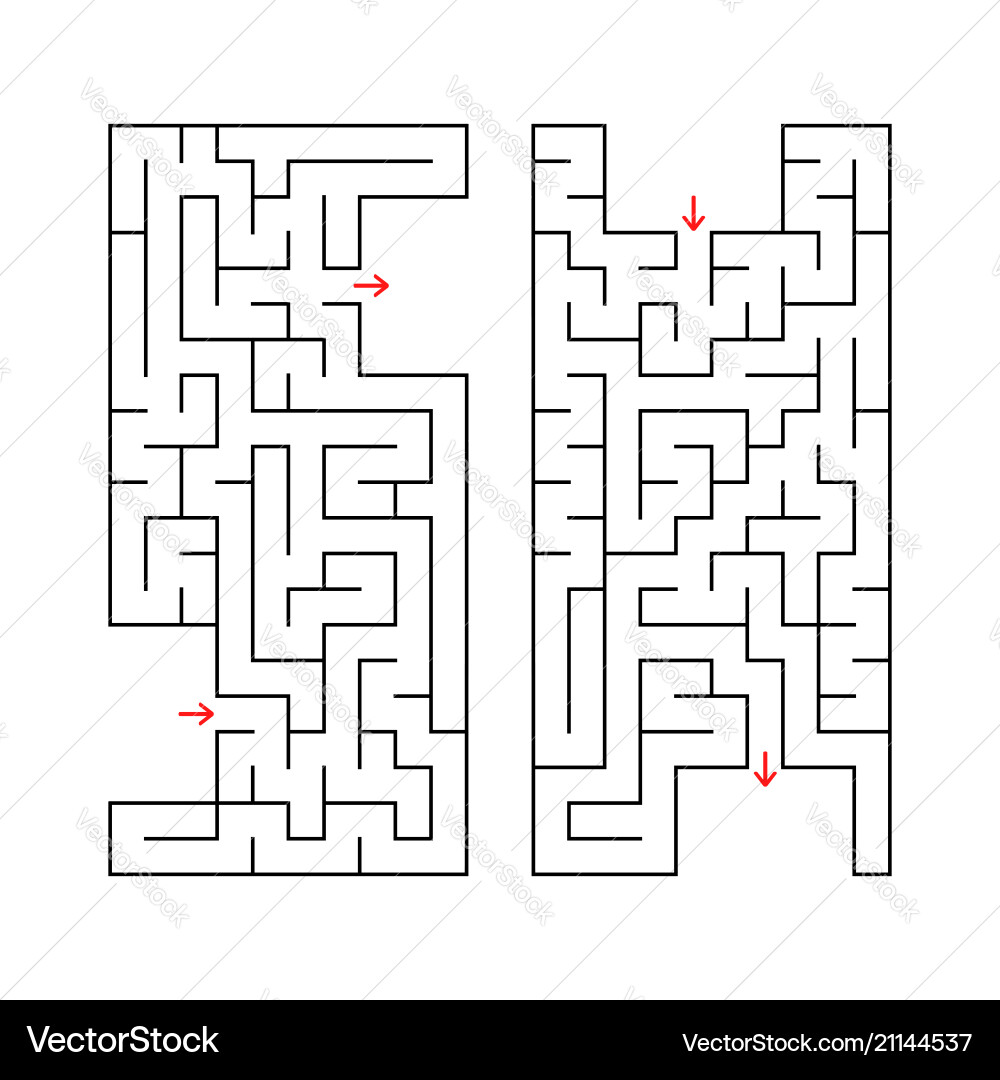 A set of two rectangular labyrinths simple flat A set of two rectangular labyrinths simple flat vector image