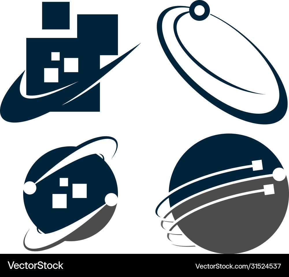 Abstract technology element design set vector image