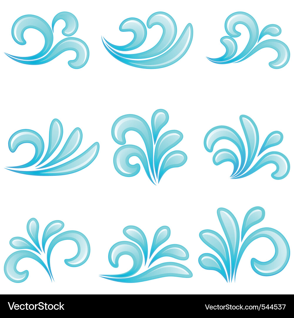 Aqua Water Drops Icons Vector Image