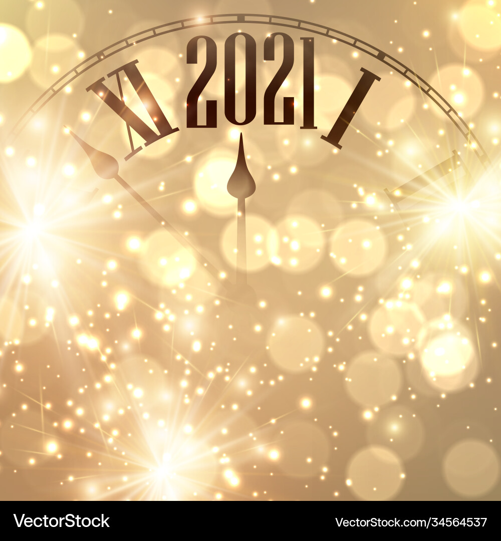 Clock hands showing 5 minutes to 2021 year Clock hands showing 5 minutes to 2021 year vector image