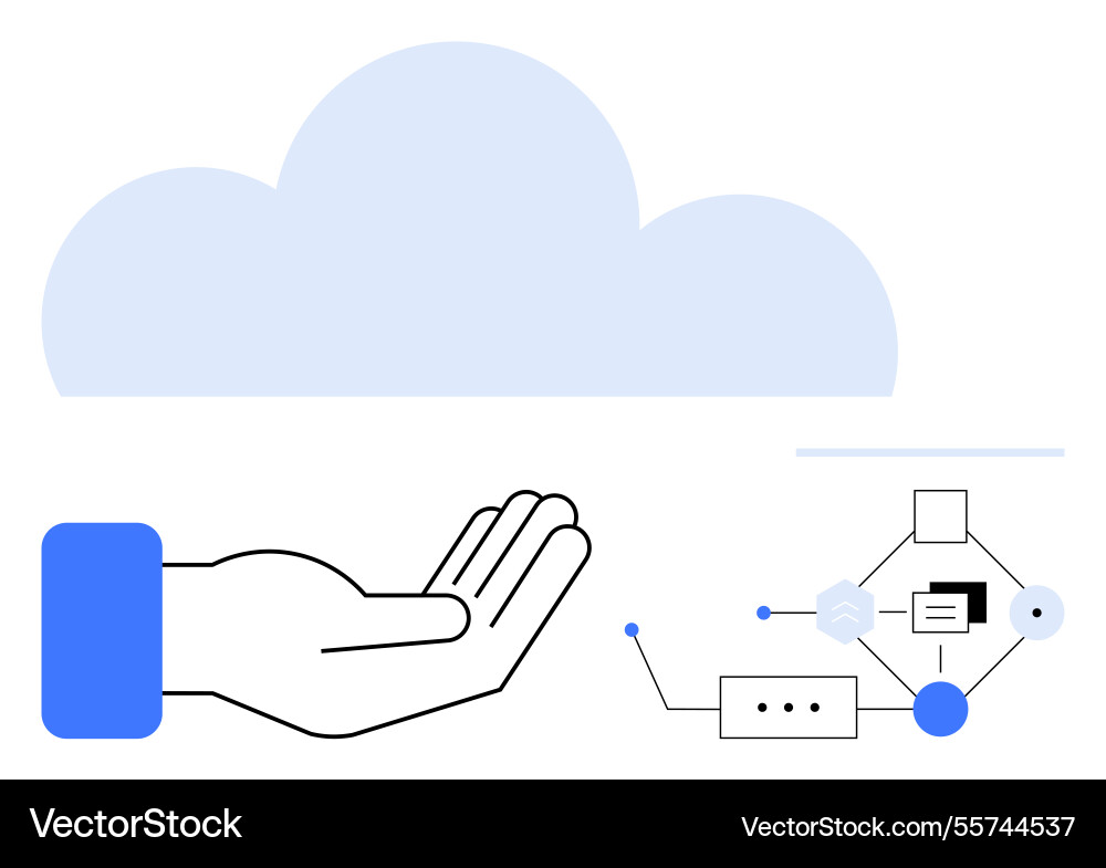 Cloud computing concept with open hand and digital Vector Image