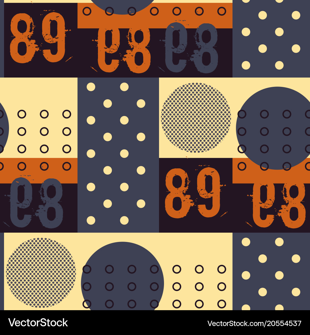 Dots and digits seamless pattern vector image