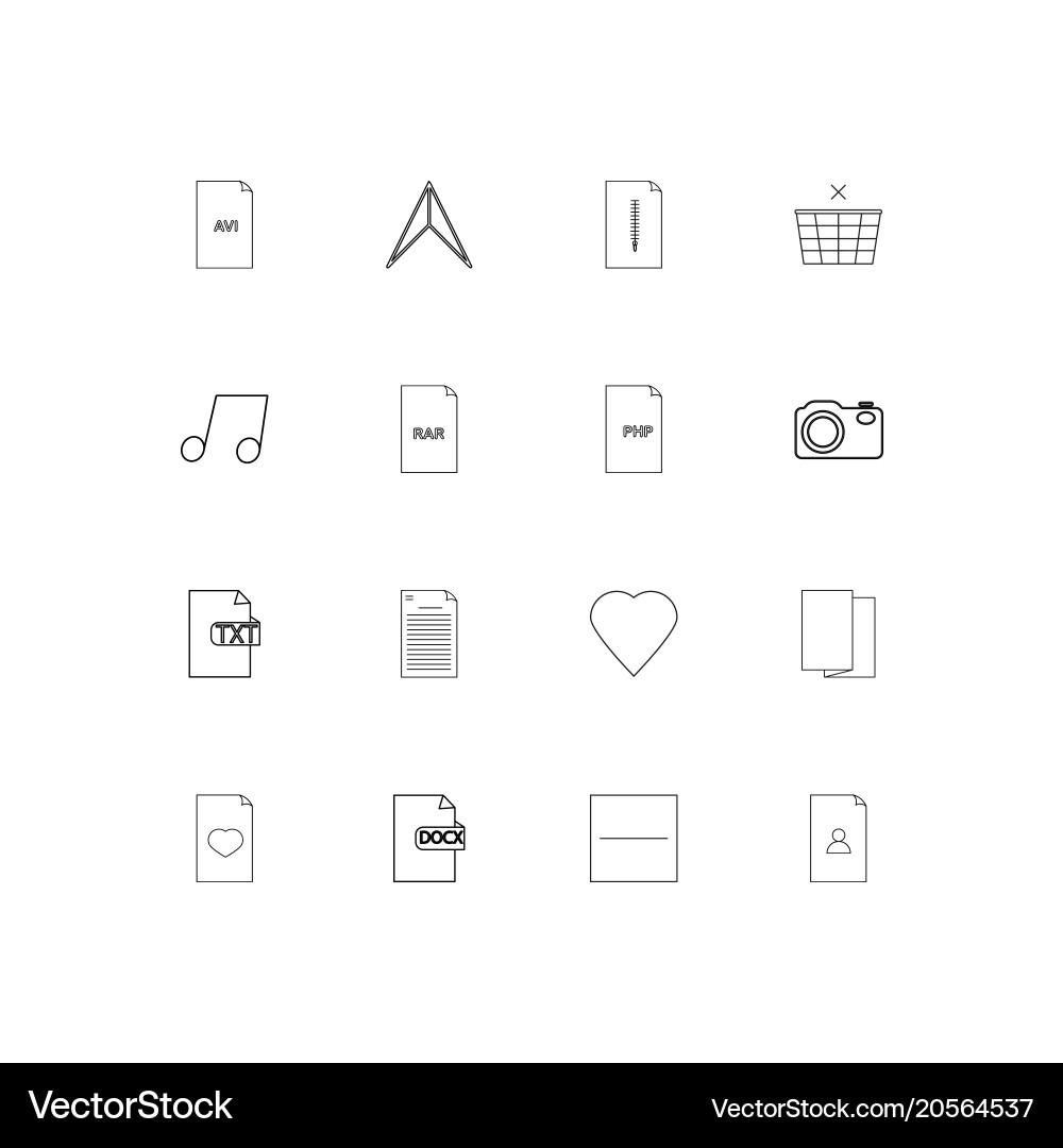Files and folders sign simple linear icons set vector image