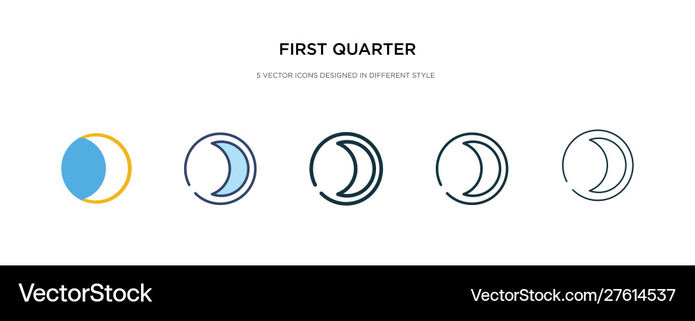 First quarter icon in different style two First quarter icon in different style two vector image