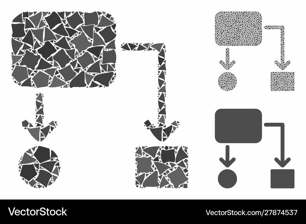 Flow chart mosaic icon humpy elements Flow chart mosaic icon humpy elements Vector Image