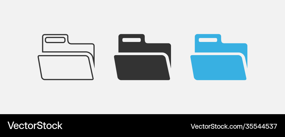 Folder icons document file folders in flat design Folder icons document file folders in flat design vector image