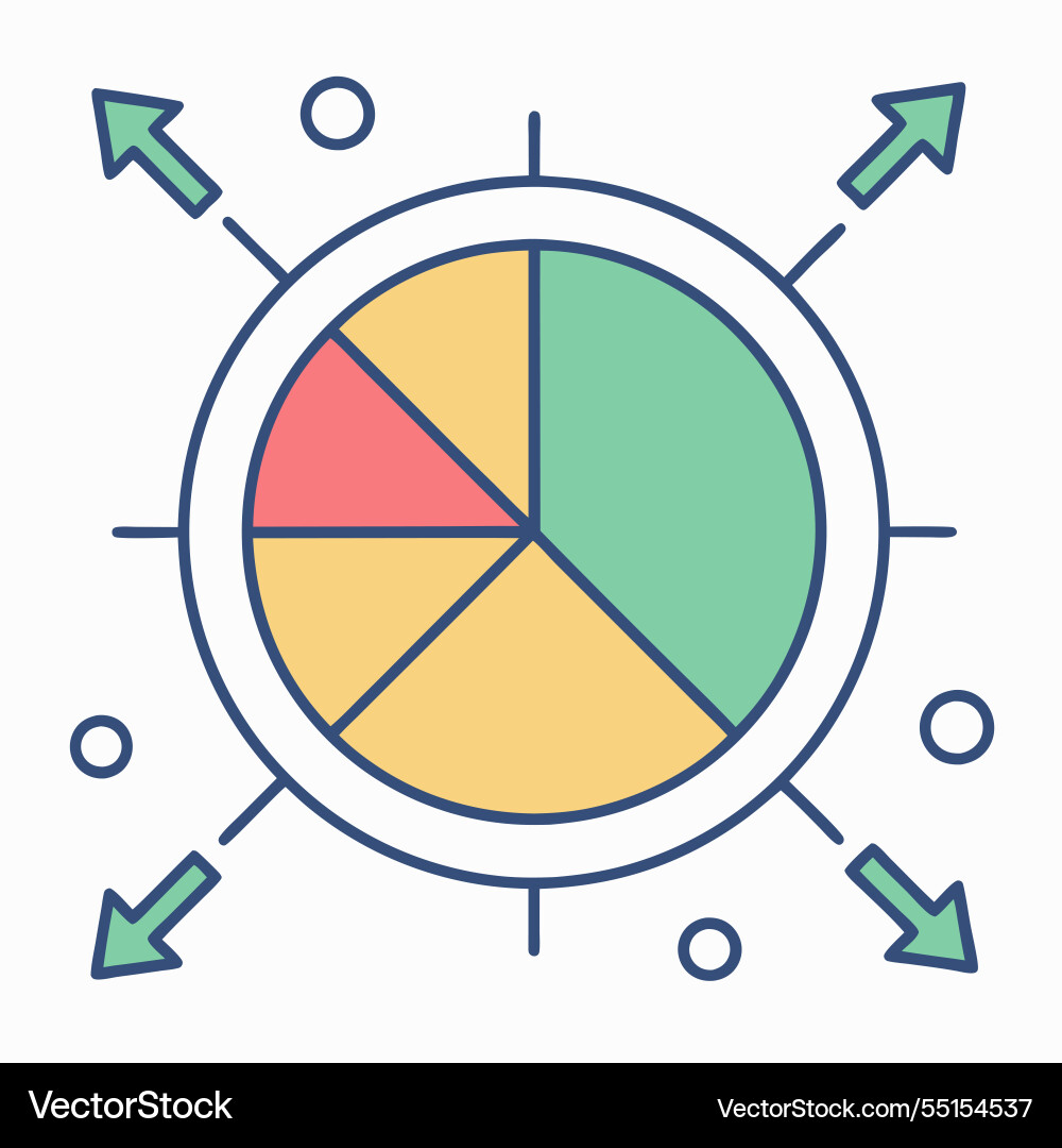 Modern pie chart analytics icon for data Vector Image
