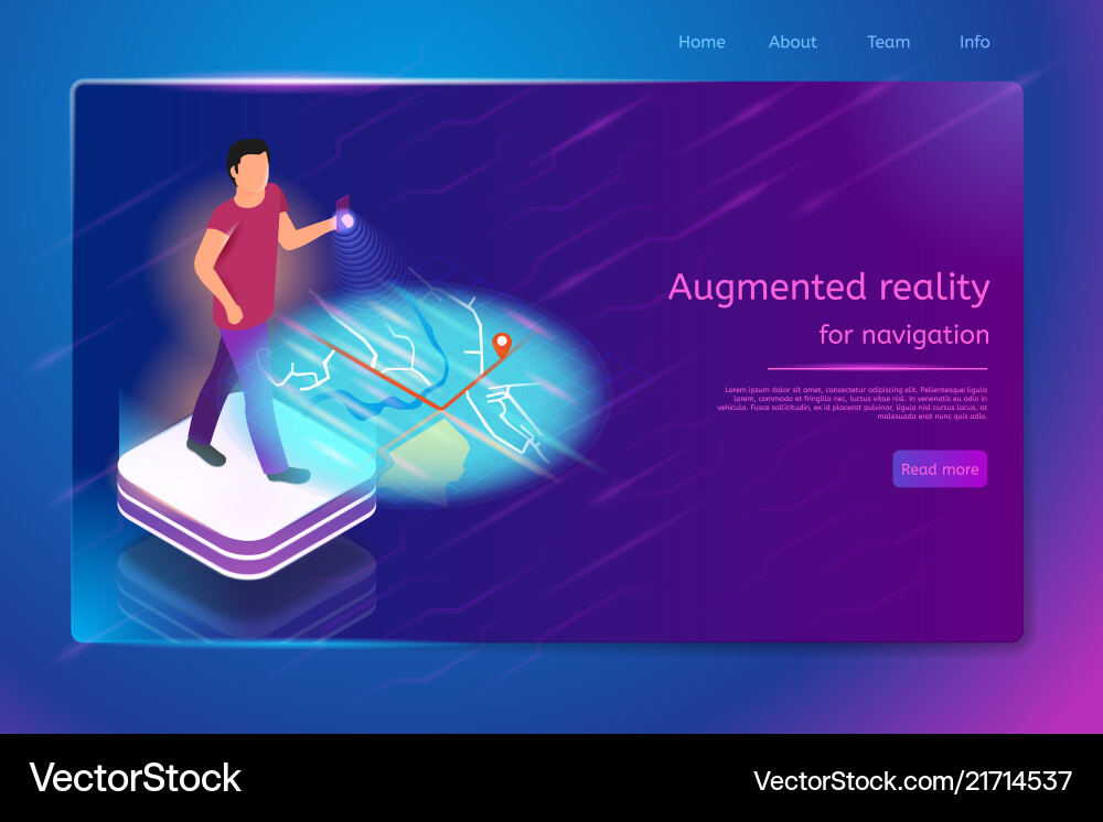 Navigation in augmented reality service web banner Navigation in augmented reality service web banner vector image