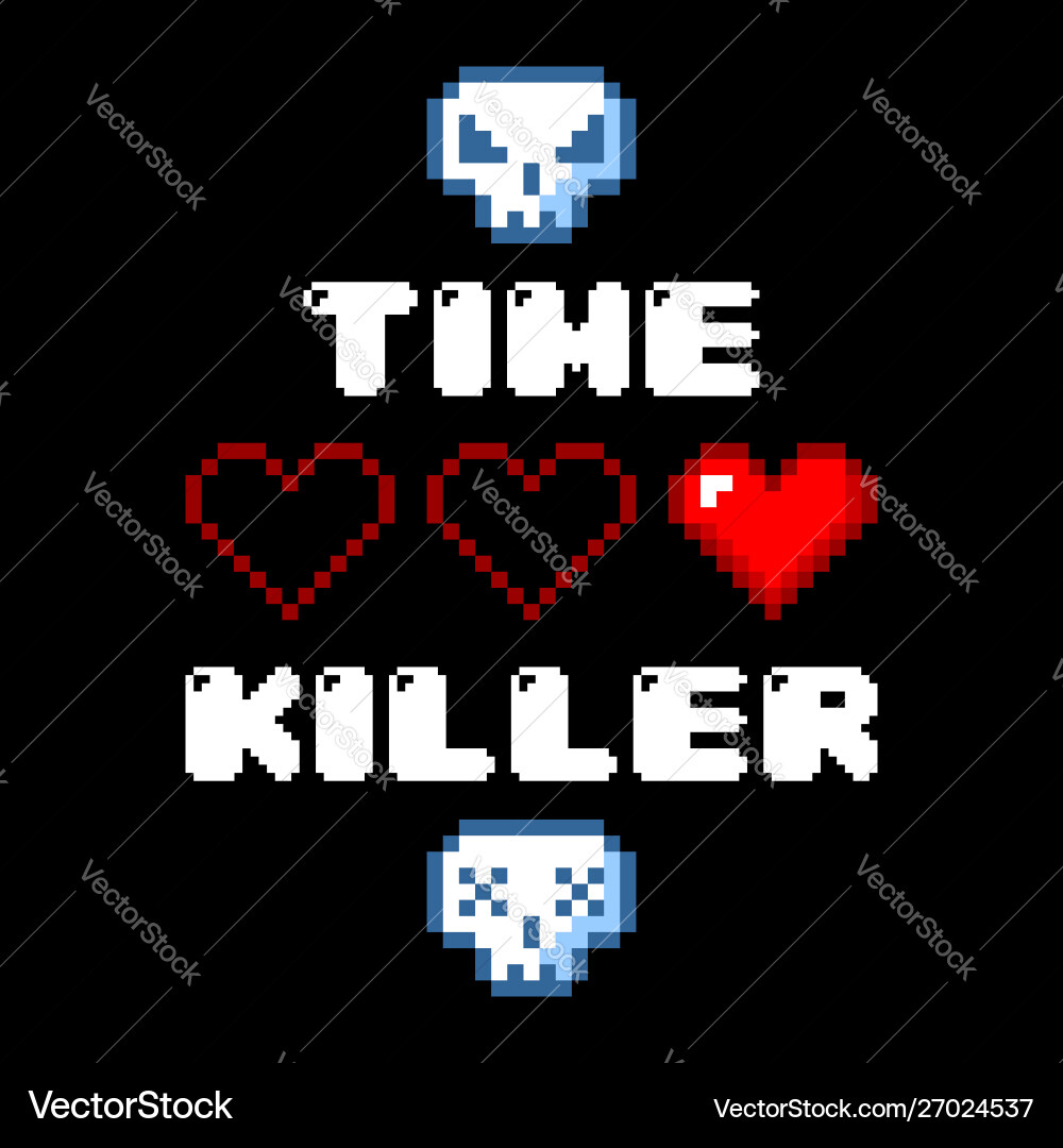 Pixel Art Skull & Heart vector image