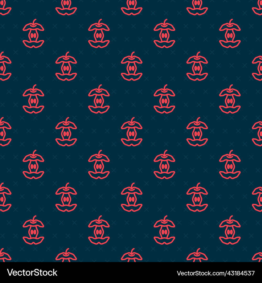 Red line apple core icon isolated seamless pattern Red line apple core icon isolated seamless pattern Vector Image
