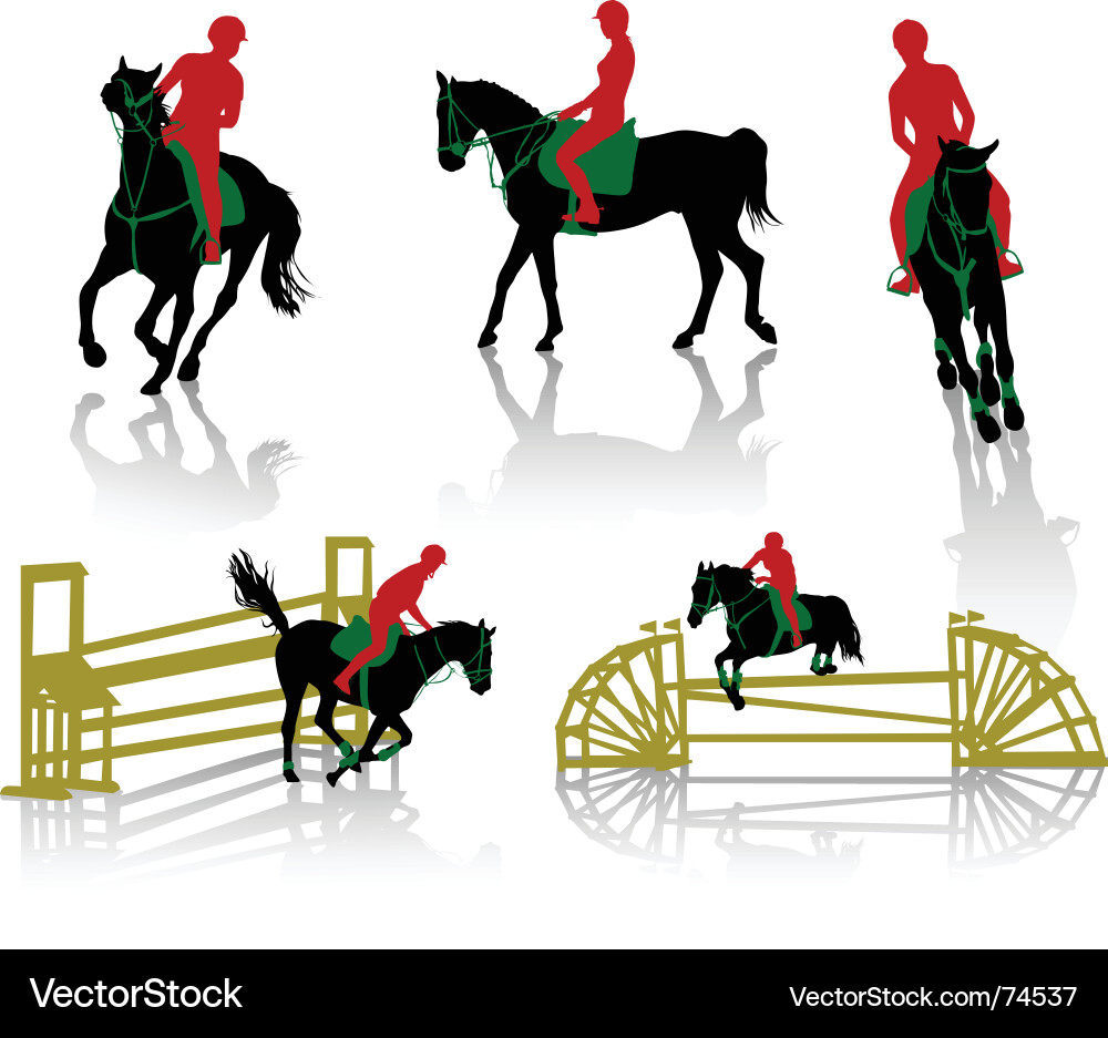 Reiten Silhouetten Vektorbild