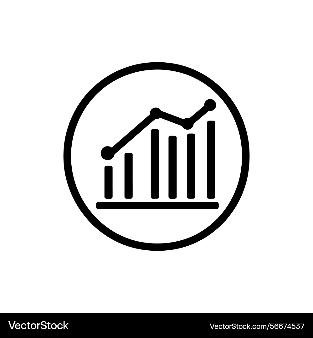 Rising graph with bars in a circle statistical vector image