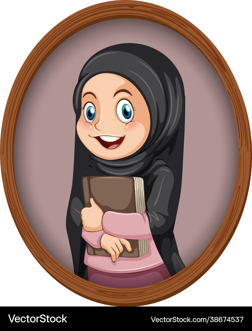Süße muslim Mädchen Bild in Fotorahmen Süße muslim Mädchen Bild in Fotorahmen Vektorbild