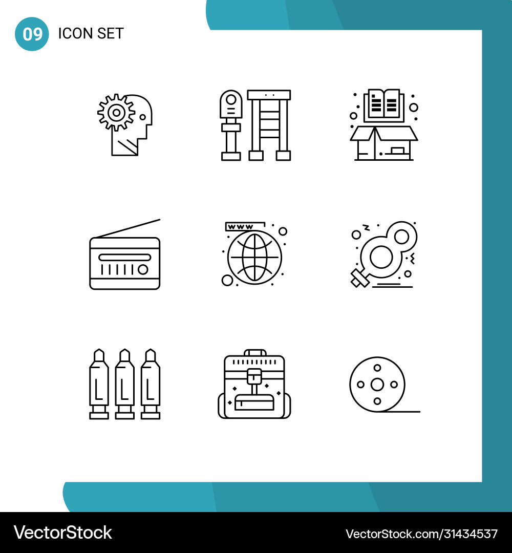 Set 9 outlines on grid for fm radio open bus Vector Image