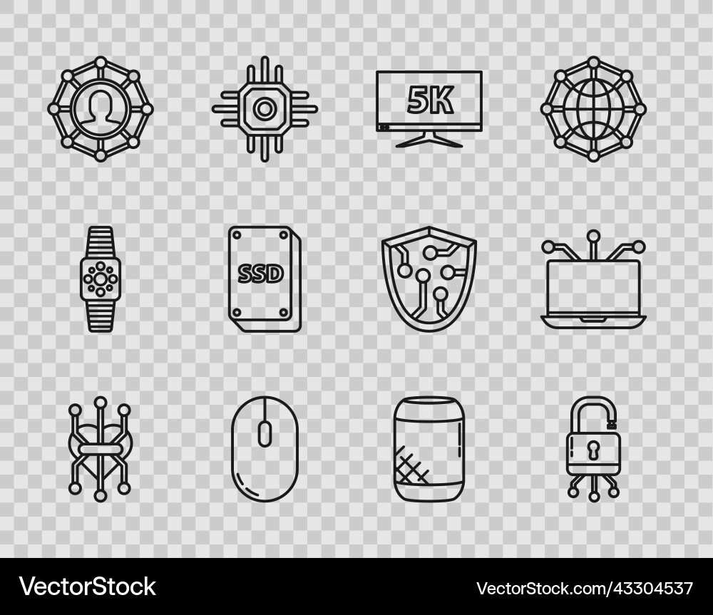 Set line processor lock on digital circuit board Set line processor lock on digital circuit board vector image