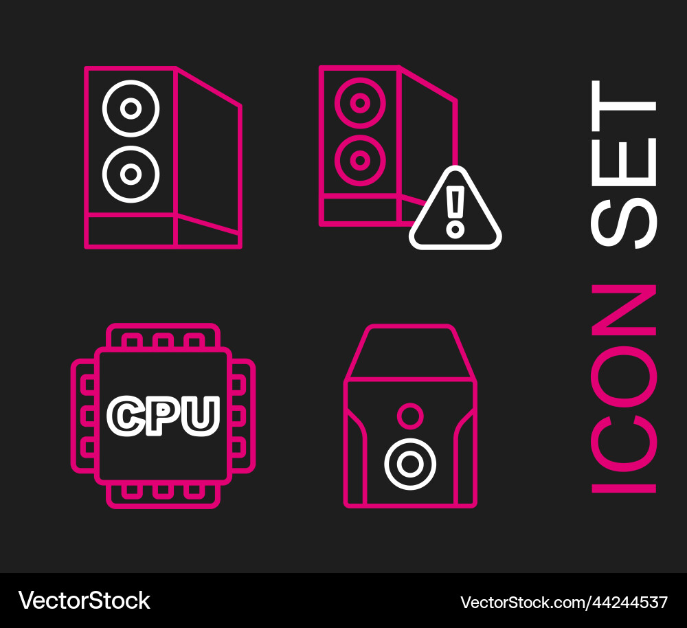 Set line uninterruptible power supply processor vector image