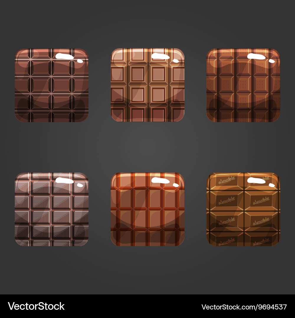 Set of shiny chocolate square button vector image